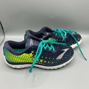 Brooks PureFlow 5 Women Running Shoes Blue Green Yellow 1202071B308 Size 7.5